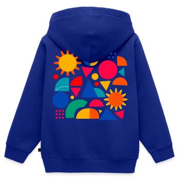 Geometrische Farbexplosion: Sonnige Formen - Kinder Premium Organic Zip Hoodie - Royalblau - Hinten - AI Model Kid Male (0cm)