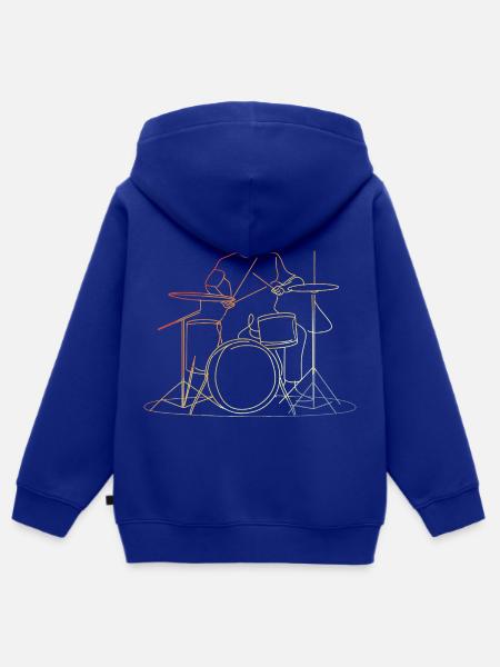 Schlagzeuger Retro Look - Kinder Premium Organic Zip Hoodie - Royalblau