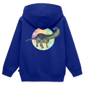 Dinosaures colorés - Sweat Premium à capuche zippé enfant bio - bleu roi - Dos - AI Model Kid Male (0cm)