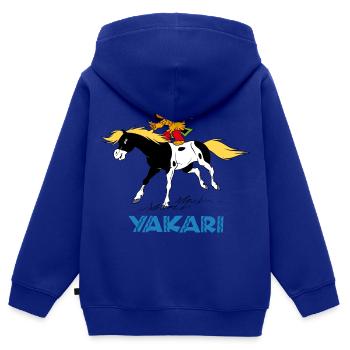 Yakari Stunt mit Kleiner Donner - Kinder Premium Organic Zip Hoodie - Royalblau - Hinten - AI Model Kid Male (0cm)