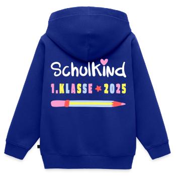 Geschenk Einschulung 2025 – Schulkind mit Name - Kinder Premium Organic Zip Hoodie - Royalblau - Hinten - AI Model Kid Male (0cm)