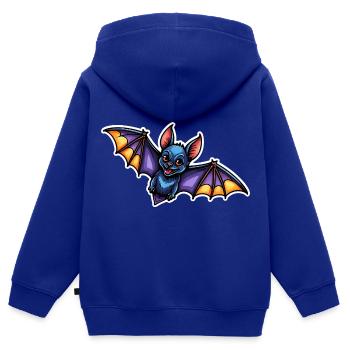 Chauve-souris Neo Traditionnel - Sweat Premium à capuche zippé enfant bio - bleu roi - Dos - AI Model Kid Male (0cm)