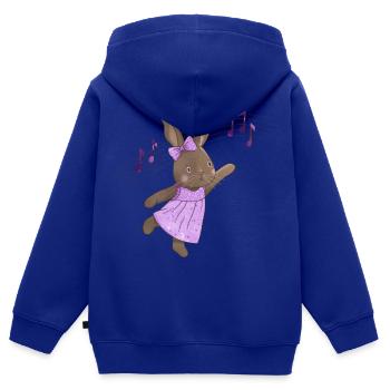 Rabbit Dancing Rabbit Music Easter Ballerine - Sweat Premium à capuche zippé enfant bio - bleu roi - Dos - AI Model Kid Male (0cm)