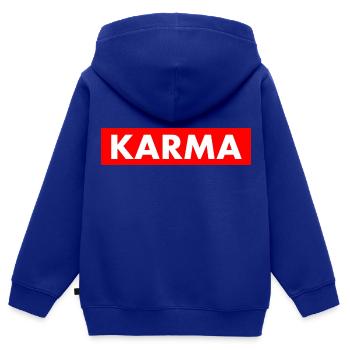 Karma - Sweat Premium à capuche zippé enfant bio - bleu roi - Dos - AI Model Kid Male (0cm)