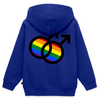 Gay Symbole Gay Gay Cadeau Drapeau Gay - Sweat Premium à capuche zippé enfant bio - bleu roi - Dos - AI Model Kid Male (0cm)