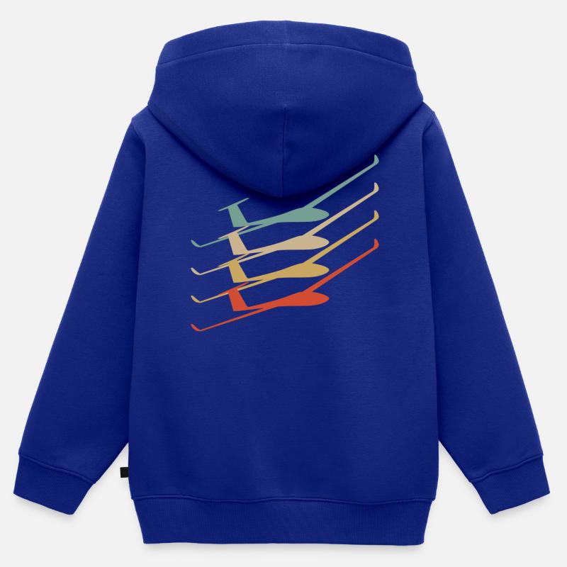 planeur - Sweat Premium à capuche zippé enfant bio - bleu roi