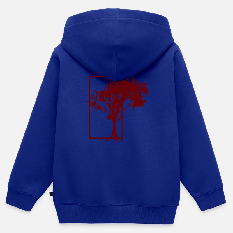 arbre - Sweat Premium à capuche zippé enfant bio - bleu roi