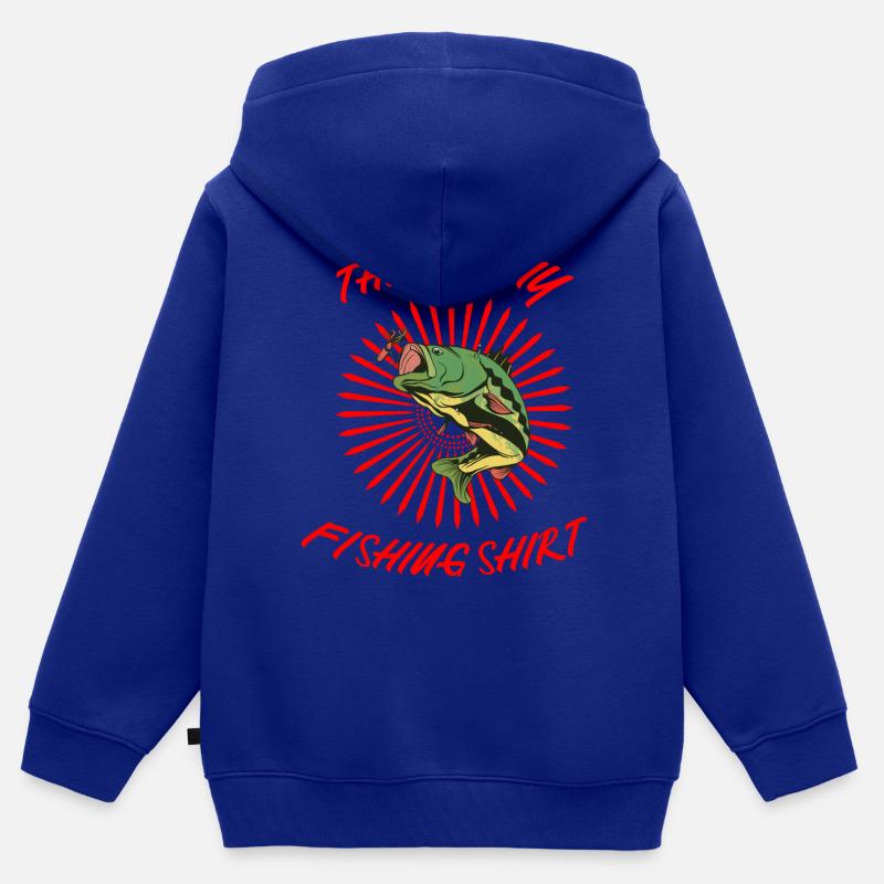 pêche - Sweat Premium à capuche zippé enfant bio - bleu roi