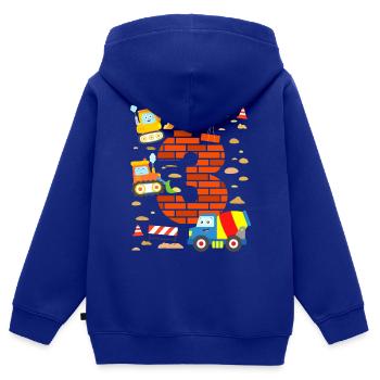 Baustelle 3. Geburtstag Junge Bagger Kind 3 Jahre - Kinder Premium Organic Zip Hoodie - Royalblau - Hinten - AI Model Kid Male (0cm)