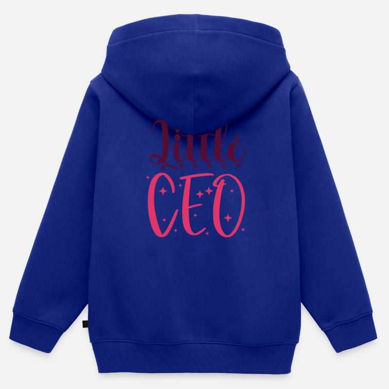 Petit pdg - Sweat Premium à capuche zippé enfant bio - bleu roi