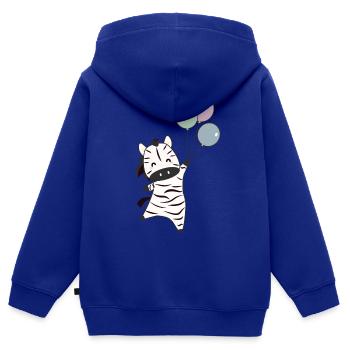 Zebra flies with balloons upwards cute animals - Kids Premium Organic Zip-up Hoodie - royal blue - Back - AI Model Kid Male (0cm)