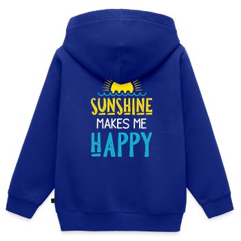 soleil soleil happy - Sweat Premium à capuche zippé enfant bio - bleu roi - Dos - AI Model Kid Male (0cm)