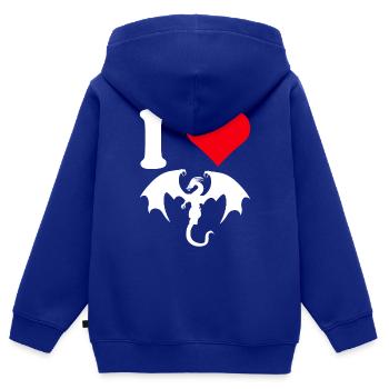 dragon i love dragon fire flying spewing fantasy - Kids Premium Organic Zip-up Hoodie - royal blue - Back - AI Model Kid Male (0cm)