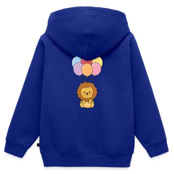 Lion flies upwards with colorful balloons - Kids Premium Organic Zip-up Hoodie - royal blue - Back - AI Model Kid Male (0cm)