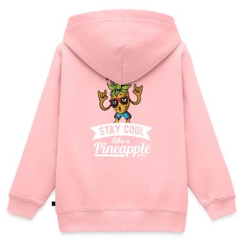 Ananas - Sweat Premium à capuche zippé enfant bio - rose - Dos - AI Model Kid Female (0cm)