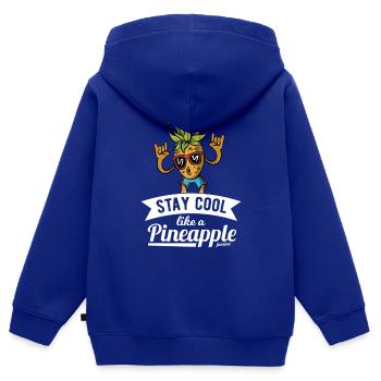 Ananas - Sweat Premium à capuche zippé enfant bio - bleu roi - Dos - AI Model Kid Male (0cm)