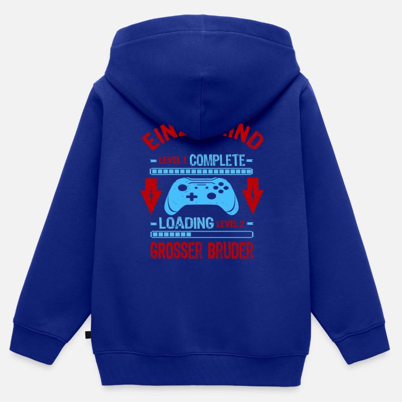Einzelkind Complete - Loading Großer Bruder - Kinder Premium Organic Zip Hoodie - Royalblau
