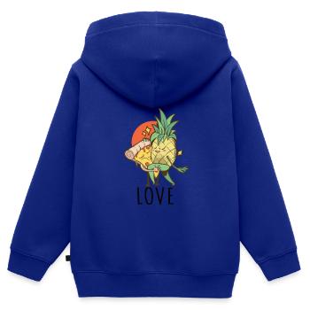 Pizza Hawaii Ananas Pizza Essen - Kinder Premium Organic Zip Hoodie - Royalblau - Hinten - AI Model Kid Male (0cm)