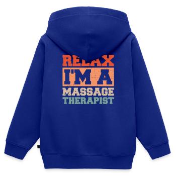 Massagetherapie Entspannen Sie sich Ich bin ein - Kinder Premium Organic Zip Hoodie - Royalblau - Hinten - AI Model Kid Male (0cm)