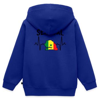 Sénégal Heartbeat - Sweat Premium à capuche zippé enfant bio - bleu roi - Dos - AI Model Kid Male (0cm)