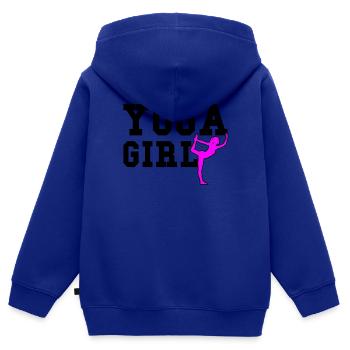 fille de yoga - Sweat Premium à capuche zippé enfant bio - bleu roi - Dos - AI Model Kid Male (0cm)