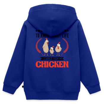 Poulet Disant Poulet Poulet Poulet - Sweat Premium à capuche zippé enfant bio - bleu roi - Dos - AI Model Kid Male (0cm)