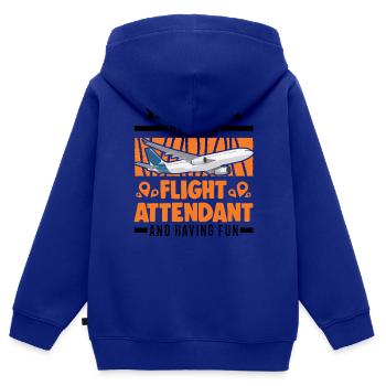 Flight Attendant Stewardess Gift Flight Attendant - Sweat Premium à capuche zippé enfant bio - bleu roi - Dos - AI Model Kid Male (0cm)