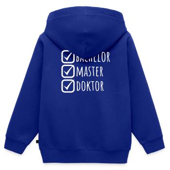 Doktortitel Promotion Doktorand Spruch - Kinder Premium Organic Zip Hoodie - Royalblau - Hinten - AI Model Kid Male (0cm)