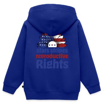 Stars Stripes Reproduktive Rechte Frauen 4. Juli - Kinder Premium Organic Zip Hoodie - Royalblau - Hinten - AI Model Kid Male (0cm)