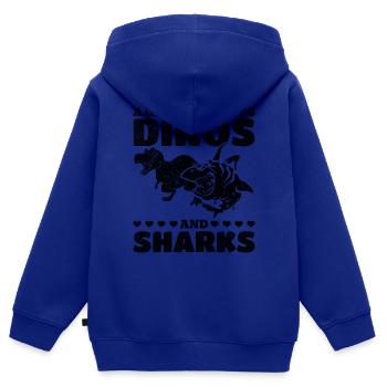 Dinosaurier Great White Shark Ein Mädchen, das - Kinder Premium Organic Zip Hoodie - Royalblau - Hinten - AI Model Kid Male (0cm)