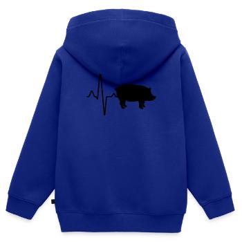 Schwein Herzschlag - Kinder Premium Organic Zip Hoodie - Royalblau - Hinten - AI Model Kid Male (0cm)