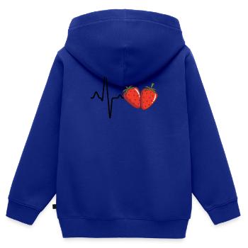 Battement de cœur à la fraise - Sweat Premium à capuche zippé enfant bio - bleu roi - Dos - AI Model Kid Male (0cm)