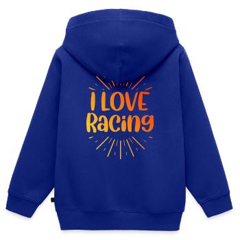 Ich liebe Rennen - Kinder Premium Organic Zip Hoodie - Royalblau - Hinten - AI Model Kid Male (0cm)