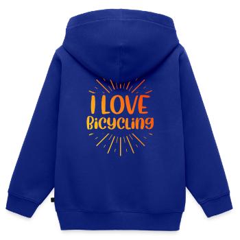 Ich Liebe Fahrradfahren - Kinder Premium Organic Zip Hoodie - Royalblau - Hinten - AI Model Kid Male (0cm)