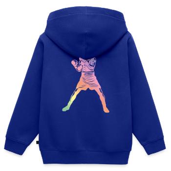Boîtes Silhouette - Sweat Premium à capuche zippé enfant bio - bleu roi - Dos - AI Model Kid Male (0cm)