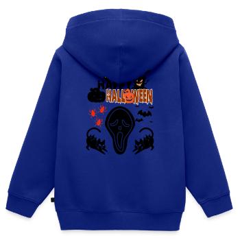 Halloween Halloween Halloween Halloween Halloween - Sweat Premium à capuche zippé enfant bio - bleu roi - Dos - AI Model Kid Male (0cm)