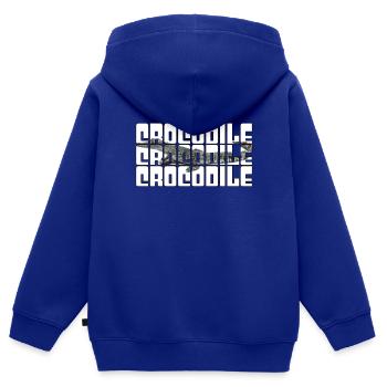 Krokodil - Kinder Premium Organic Zip Hoodie - Royalblau - Hinten - AI Model Kid Male (0cm)