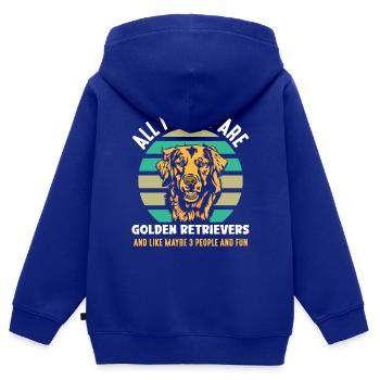 Golden Retriever - Kinder Premium Organic Zip Hoodie - Royalblau - Hinten - AI Model Kid Male (0cm)