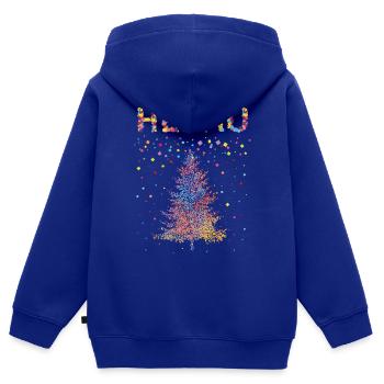 Helau Arbre de Noël Carnaval de Noël - Sweat Premium à capuche zippé enfant bio - bleu roi - Dos - AI Model Kid Male (0cm)
