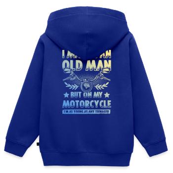 Motorrad alter mann - Kinder Premium Organic Zip Hoodie - Royalblau - Hinten - AI Model Kid Male (0cm)