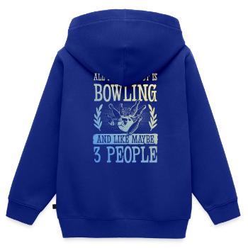 Bowling drôle de dicton - Sweat Premium à capuche zippé enfant bio - bleu roi - Dos - AI Model Kid Male (0cm)
