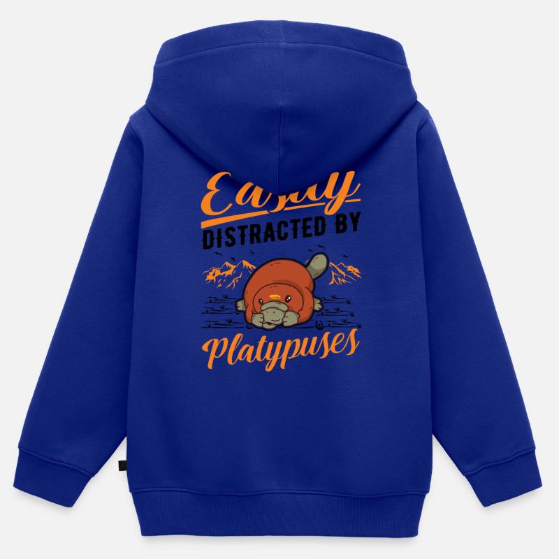 Facilement distrait par les ornithorynques Ornithorynque - Sweat Premium à capuche zippé enfant bio - bleu roi