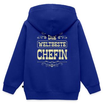 Weltbeste Chefin - Kinder Premium Organic Zip Hoodie - Royalblau - Hinten - AI Model Kid Male (0cm)