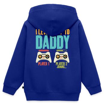 Je suis passé à Daddy Cool Art à bientôt - Sweat Premium à capuche zippé enfant bio - bleu roi - Dos - AI Model Kid Male (0cm)