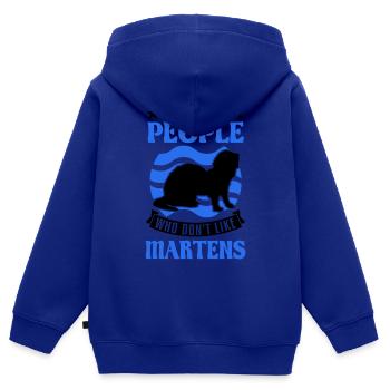 Martre Cadeau Vison Blaireau Martre - Sweat Premium à capuche zippé enfant bio - bleu roi - Dos - AI Model Kid Male (0cm)