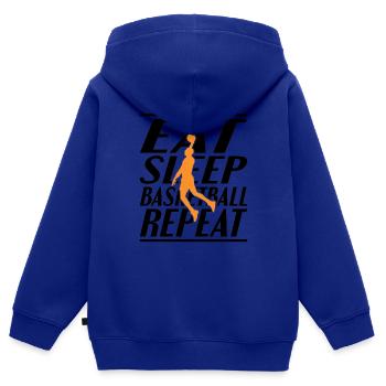 Essen Schlafen Basketball - Kinder Premium Organic Zip Hoodie - Royalblau - Hinten - AI Model Kid Male (0cm)