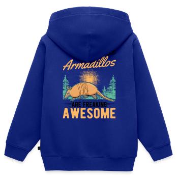 Parce que les tatous sont des tatou géniaux - Sweat Premium à capuche zippé enfant bio - bleu roi - Dos - AI Model Kid Male (0cm)