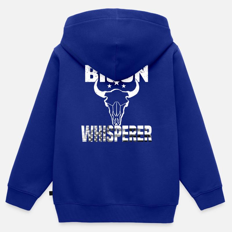 Buffle Bison Buffle Amérindien - Sweat Premium à capuche zippé enfant bio - bleu roi