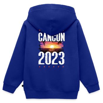 Cancun 2023 - Kinder Premium Organic Zip Hoodie - Royalblau - Hinten - AI Model Kid Male (0cm)