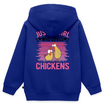 Poulets Fille Fermière Poulet Fermier - Sweat Premium à capuche zippé enfant bio - bleu roi - Dos - AI Model Kid Male (0cm)